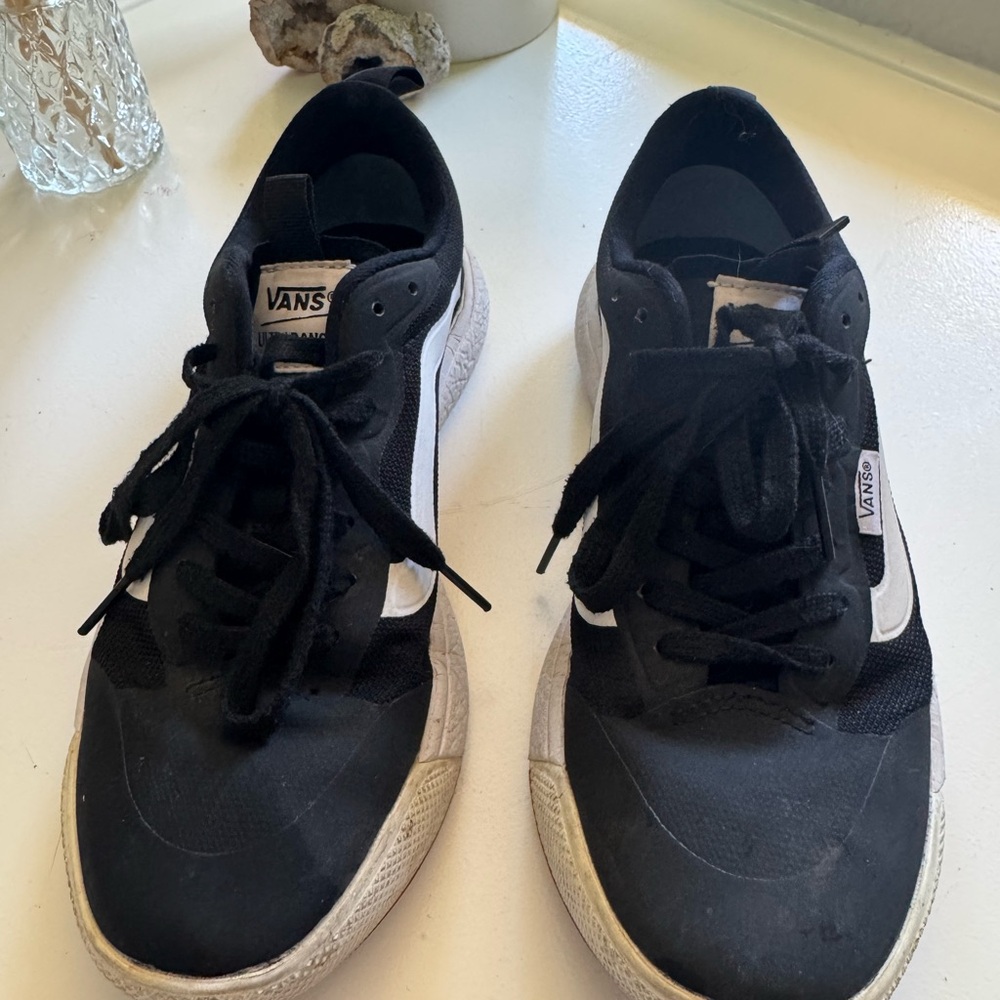 Vans Black and White Low-Top Skate Sneakers
